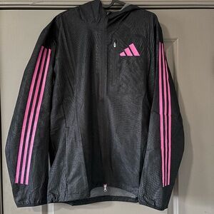 adidas Black Performance Jacket with Pink Stripes